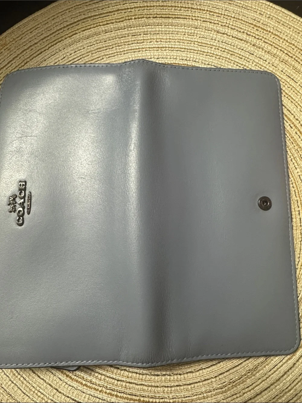 Coach Leather Zip Wallet - Light Blue